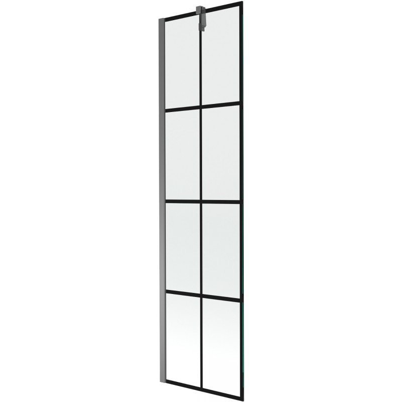 Mexen Next Wannenspritzschutz 1-flügelig 50 x 150 cm, schwarzes Gitter, Gun Metal - 895-050-000-00-77-95