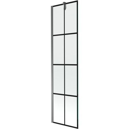 Mexen Next Wannenspritzschutz 1-flügelig 50 x 150 cm, schwarzes Gitter, Gun Metal - 895-050-000-00-77-95
