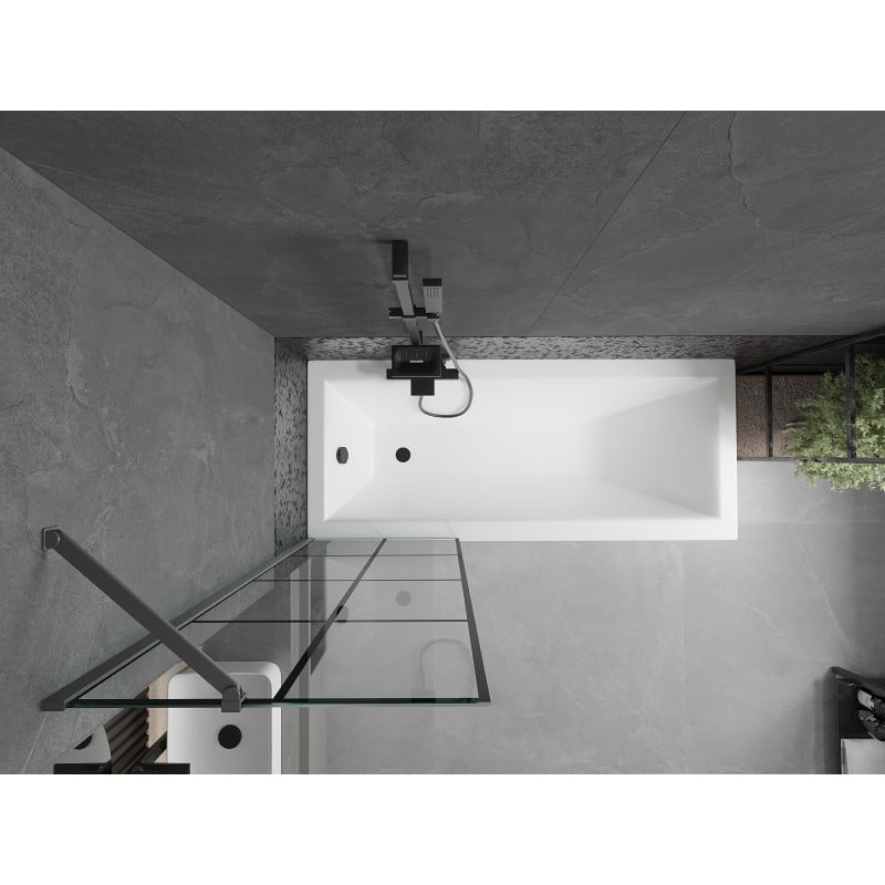Mexen Next Duschabtrennung 1-flügelig 60 x 150 cm, schwarzes Gitter, Gun Metal - 895-060-000-00-77-95