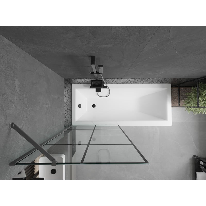 Mexen Next Duschabtrennung 1-teilig 80 x 150 cm, schwarzes Gitter, Gun Metal - 895-080-000-00-77-95