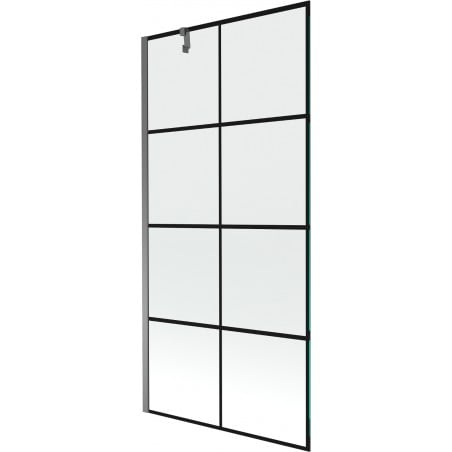 Mexen Next Duschtrennwand 1-flügelig 90 x 150 cm, schwarzes Gitter, Gun Metal - 895-090-000-00-77-95