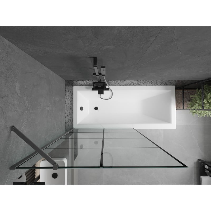 Mexen Next Duschwand 1-flügelig 100 x 150 cm, schwarzes Gitter, Gun Metal - 895-100-000-00-77-95