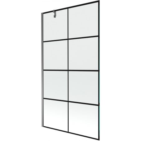 Mexen Next Duschwand 1-flügelig 100 x 150 cm, schwarzes Gitter, Gun Metal - 895-100-000-00-77-95