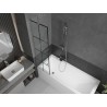 Mexen Next Badewannenfaltwand 1-flügelig 50 x 150 cm, schwarzes Raster, gebürsteter Nickel - 895-050-000-00-77-97