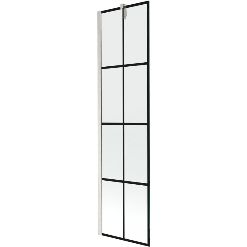 Mexen Next Badewannenfaltwand 1-flügelig 50 x 150 cm, schwarzes Raster, gebürsteter Nickel - 895-050-000-00-77-97