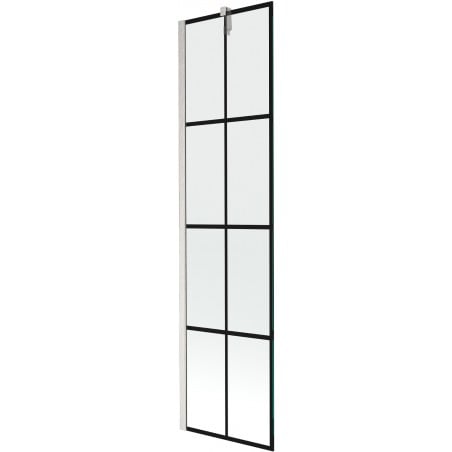 Mexen Next Badewannenfaltwand 1-flügelig 50 x 150 cm, schwarzes Raster, gebürsteter Nickel - 895-050-000-00-77-97
