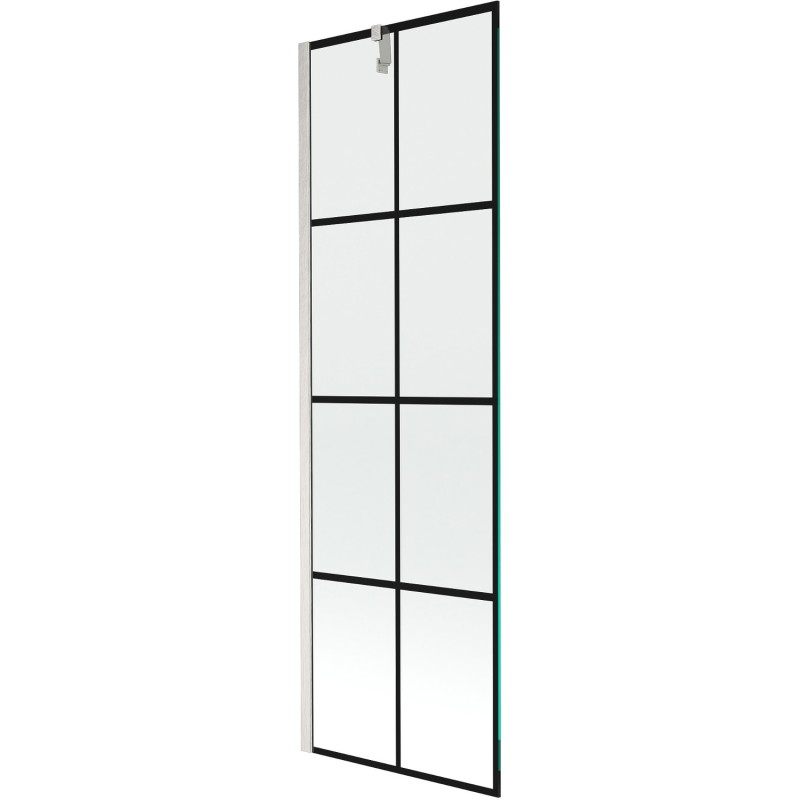 Mexen Next 1-flügelige Badewannenabtrennung 60 x 150 cm, schwarzes Gitter, gebürsteter Nickel - 895-060-000-00-77-97