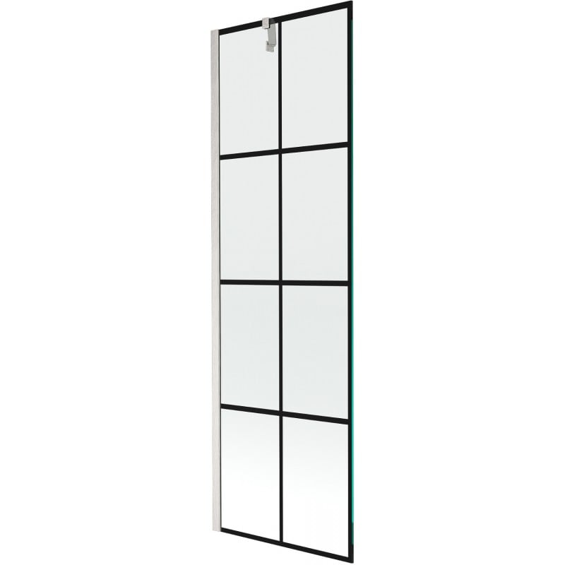 Mexen Next Einteilige Badewannenabtrennung 60 x 150 cm, schwarzes Gitter, gebürsteter Nickel - 895-060-000-00-77-97