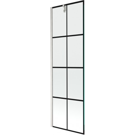 Mexen Next 1-flügelige Badewannenabtrennung 60 x 150 cm, schwarzes Gitter, gebürsteter Nickel - 895-060-000-00-77-97