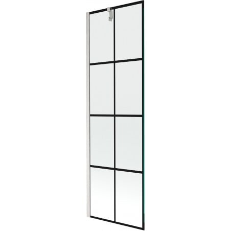 Mexen Next Einteilige Badewannenabtrennung 60 x 150 cm, schwarzes Gitter, gebürsteter Nickel - 895-060-000-00-77-97