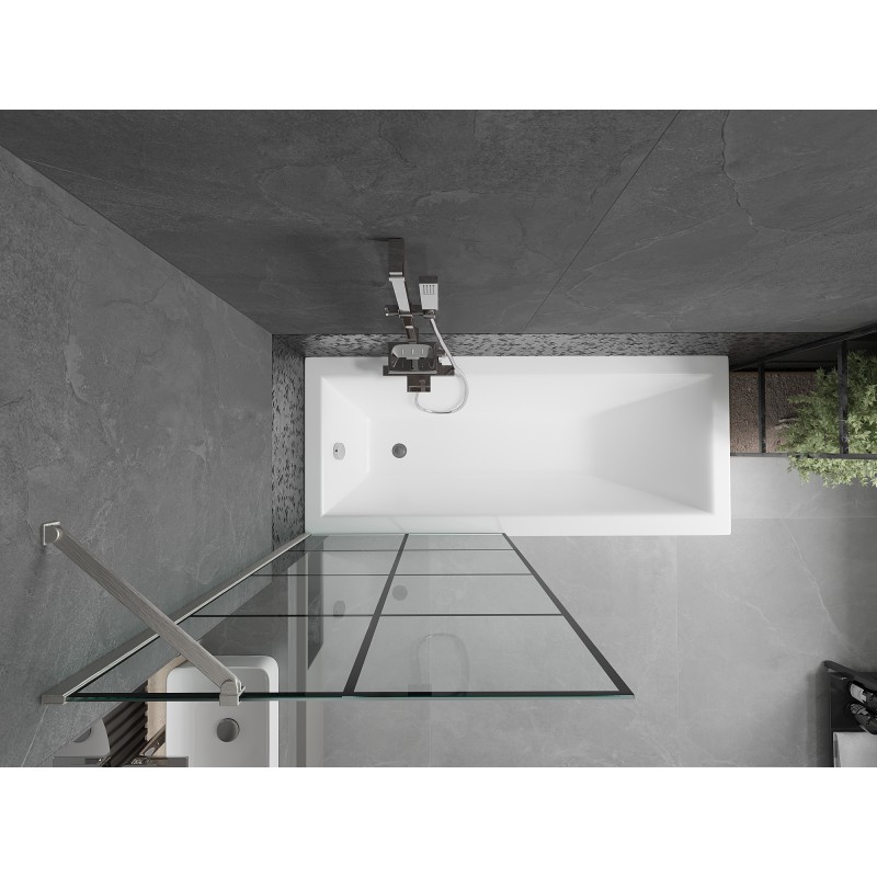 Mexen Next Badewannen-Faltwand 1-flügelig 80 x 150 cm, schwarzes Gitter, gebürsteter Nickel - 895-080-000-00-77-97