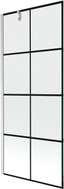 Mexen Next Badewannen-Faltwand 1-flügelig 80 x 150 cm, schwarzes Gitter, gebürsteter Nickel - 895-080-000-00-77-97