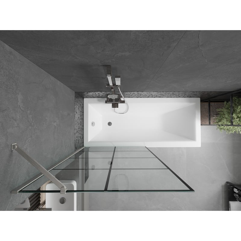 Mexen Next Badewannen-Faltwand 1-flügelig 90 x 150 cm, schwarzes Gitter, gebürsteter Nickel - 895-090-000-00-77-97