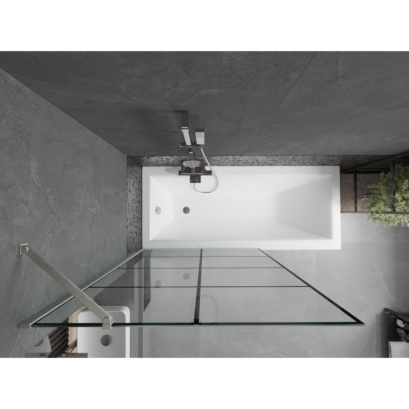 Mexen Next Wannenfaltwand 1-flügelig 100 x 150 cm, schwarzes Gitter, gebürsteter Nickel - 895-100-000-00-77-97