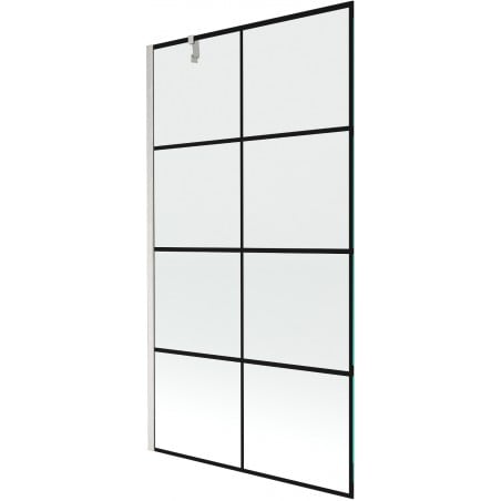 Mexen Next Wannenfaltwand 1-flügelig 100 x 150 cm, schwarzes Gitter, gebürsteter Nickel - 895-100-000-00-77-97