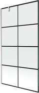 Mexen Next Wannenfaltwand 1-flügelig 100 x 150 cm, schwarzes Gitter, gebürsteter Nickel - 895-100-000-00-77-97