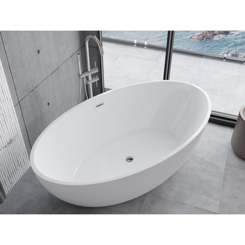 Mexen Nike freistehende Badewanne 175 x 100 cm, weiß, Überlauf chrom - 54071751000-01