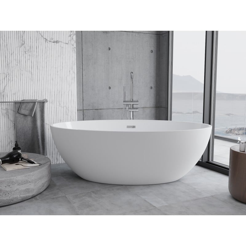 Mexen Nike freistehende Badewanne 175 x 100 cm, weiß, Überlauf chrom - 54071751000-01