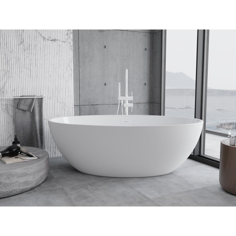 Mexen Nike freistehende Badewanne 175 x 100 cm, weiß, weißer Überlauf - 54071751000-20