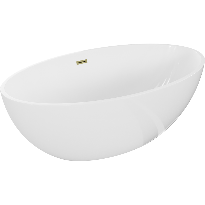 Mexen Nike freistehende Badewanne 175 x 100 cm, weiß, Überlauf gold - 54071751000-50