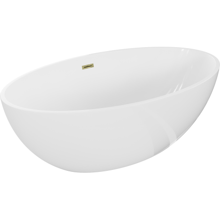 Mexen Nike freistehende Badewanne 175 x 100 cm, weiß, Überlauf gold - 54071751000-50