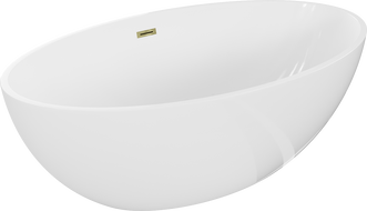 Mexen Nike freistehende Badewanne 175 x 100 cm, weiß, Überlauf gold - 54071751000-50