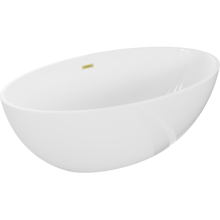 Mexen Nike freistehende Badewanne 175 x 100 cm, weiß, Überlauf gold gebürstet - 54071751000-55
