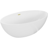 Mexen Nike freistehende Badewanne 175 x 100 cm, weiß, Überlauf gold gebürstet - 54071751000-55