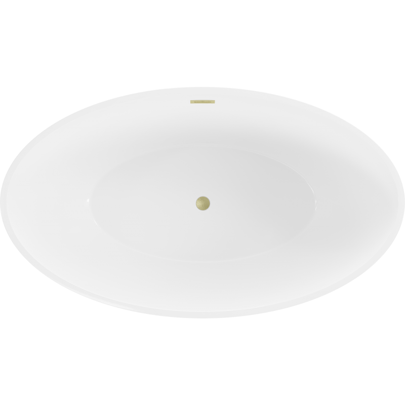 Mexen Nike freistehende Badewanne 175 x 100 cm, weiß, Überlauf gold gebürstet - 54071751000-55