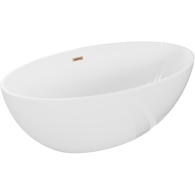 Mexen Nike freistehende Badewanne 175 x 100 cm, weiß, Überlauf Roségold - 54071751000-60