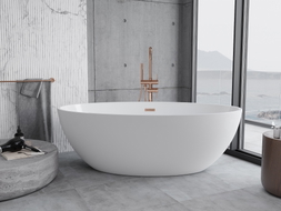Mexen Nike freistehende Badewanne 175 x 100 cm, weiß, gebürstetes Kupfer - 54071751000-65