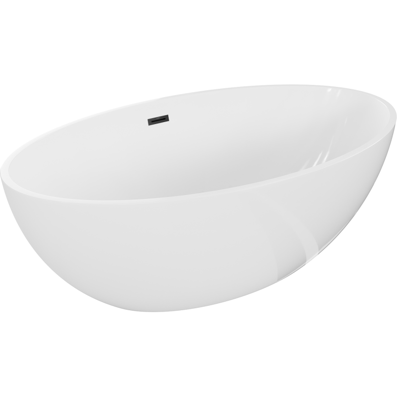 Mexen Nike freistehende Badewanne 175 x 100 cm, weiß, schwarzer Überlauf - 54071751000-70