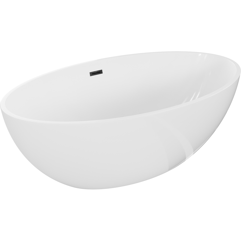 Mexen Nike freistehende Badewanne 175 x 100 cm, weiß, Überlauf schwarz - 54071751000-70