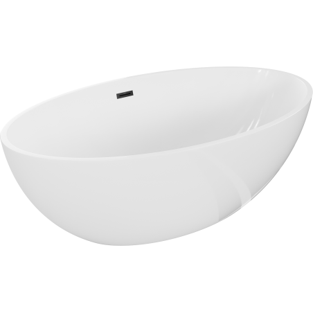 Mexen Nike freistehende Badewanne 175 x 100 cm, weiß, Überlauf schwarz - 54071751000-70