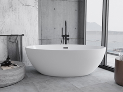 Mexen Nike freistehende Badewanne 175 x 100 cm, weiß, Überlauf schwarz - 54071751000-70