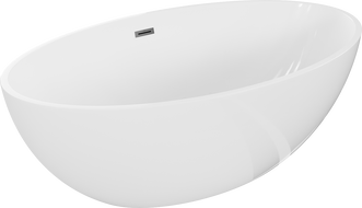 Mexen Nike freistehende Badewanne 175 x 100 cm, weiß, Überlauf Gun Metal - 54071751000-95