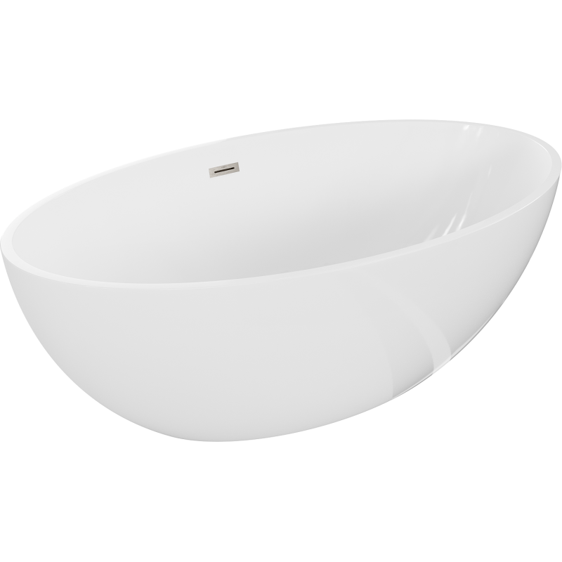 Mexen Nike freistehende Badewanne 175 x 100 cm, weiß, Überlauf gebürsteter Nickel - 54071751000-97