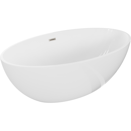 Mexen Nike freistehende Badewanne 175 x 100 cm, weiß, Überlauf gebürsteter Nickel - 54071751000-97