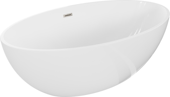 Mexen Nike freistehende Badewanne 175 x 100 cm, weiß, Überlauf gebürsteter Nickel - 54071751000-97