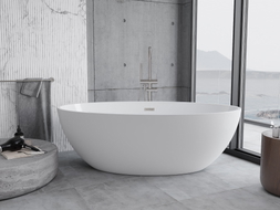 Mexen Nike freistehende Badewanne 175 x 100 cm, weiß, Überlauf gebürsteter Nickel - 54071751000-97