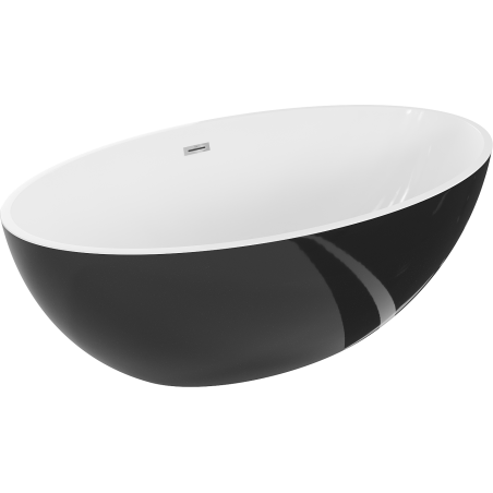 Mexen Nike freistehende Badewanne 175 x 100 cm, weiß/schwarz, Überlauf chrom - 54071751075-01