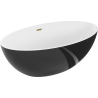 Mexen Nike freistehende Badewanne 175 x 100 cm, weiß/schwarz, Überlauf gold - 54071751075-50