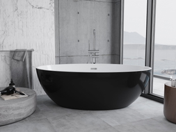 Mexen Nike freistehende Badewanne 175 x 100 cm, weiß/schwarz, Überlauf chrom - 54071751075-01