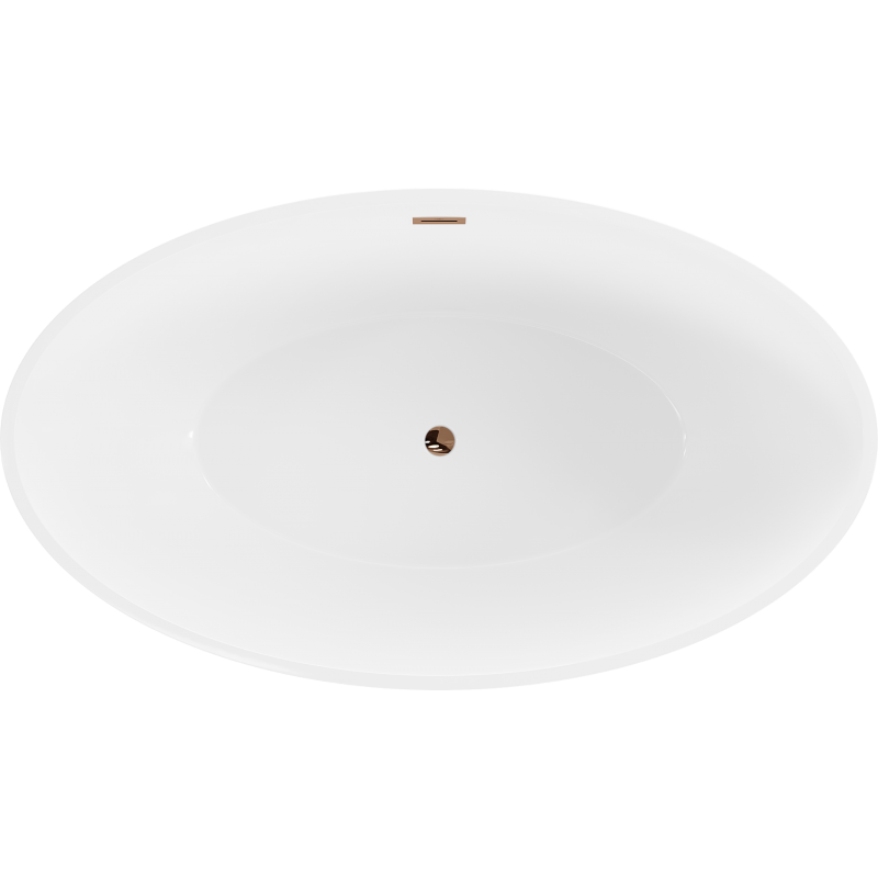 Mexen Nike freistehende Badewanne 175 x 100 cm, weiß/schwarz, Überlauf roségold - 54071751075-60