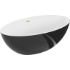 Mexen Nike freistehende Badewanne 175 x 100 cm, weiß/schwarz, Überlauf gold gebürstet - 54071751075-55