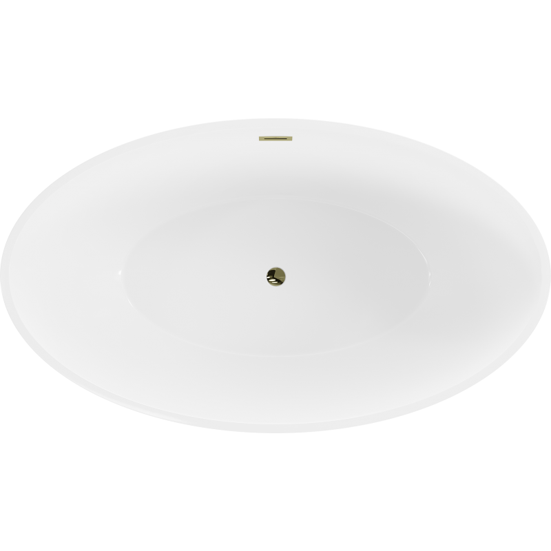 Mexen Nike freistehende Badewanne 175 x 100 cm, weiß/schwarz, Überlauf gold - 54071751075-50
