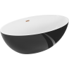 Mexen Nike freistehende Badewanne 175 x 100 cm, weiß/schwarz, Überlauf roségold - 54071751075-60