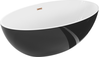 Mexen Nike freistehende Badewanne 175 x 100 cm, weiß/schwarz, Überlauf roségold - 54071751075-60