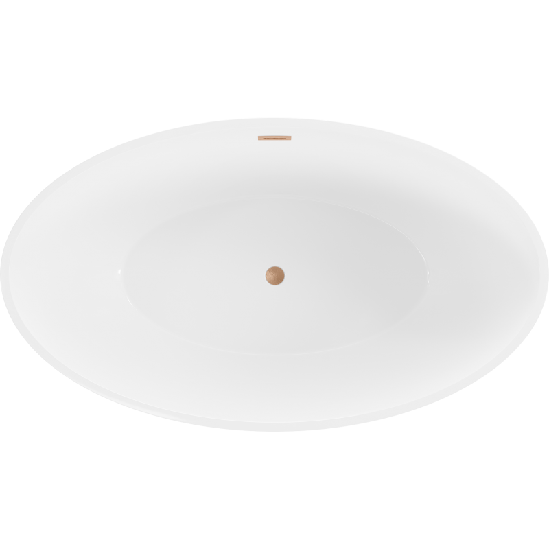 Mexen Nike freistehende Badewanne 175 x 100 cm, weiß/schwarz, Überlauf gebürstetes Kupfer - 54071751075-65