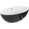 Mexen Nike freistehende Badewanne 175 x 100 cm, weiß/schwarz, Überlauf gun gray gebürstet - 54071751075-66